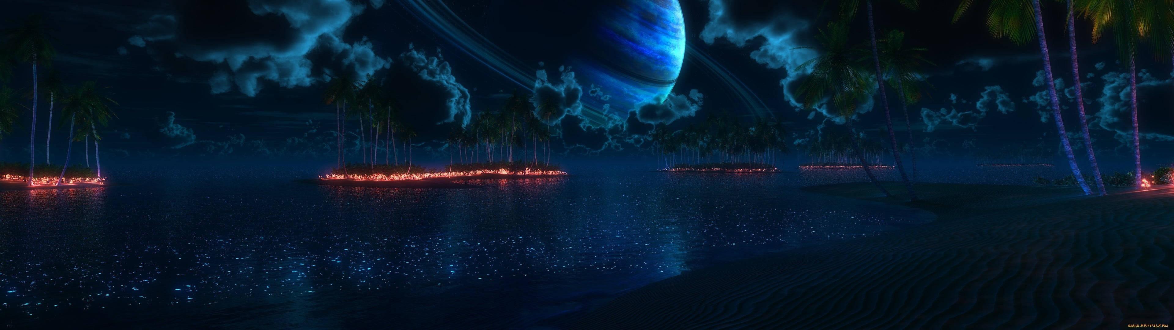 Dark Forest Fire 4K Ultra HD — 3840x1080 wallpaper