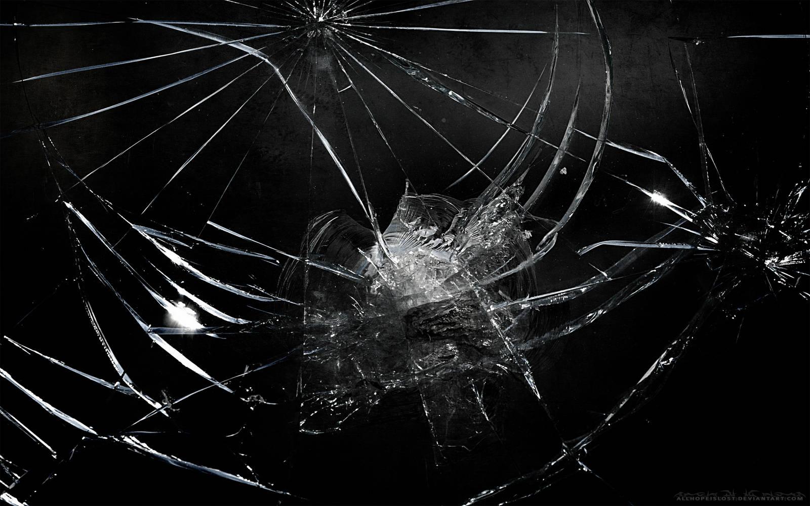 Dark Glass Cracked Screen — 1600x1000 wallpaper