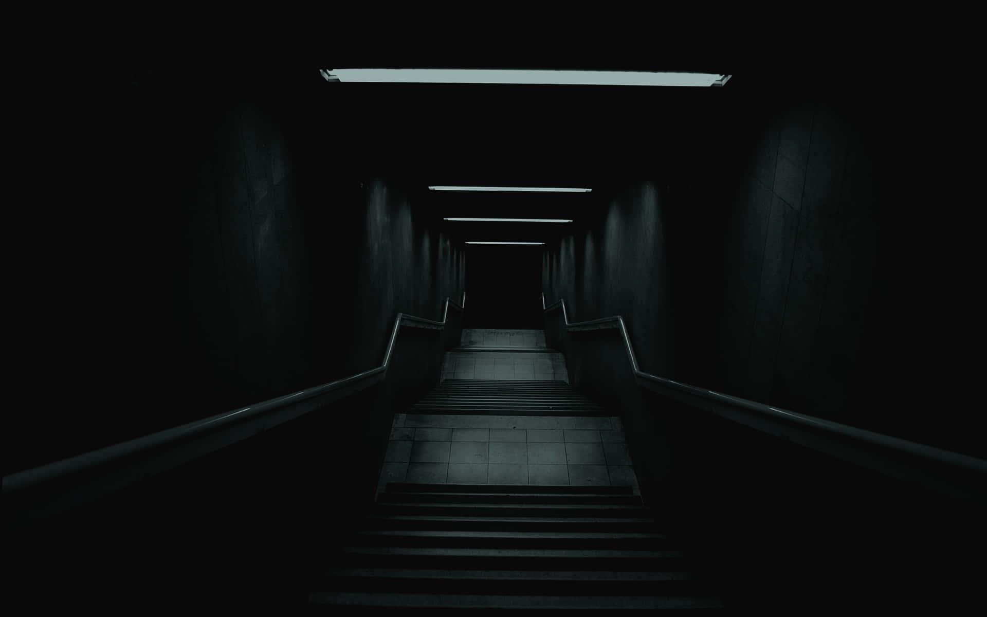 dark hallway with stairs leading to a dark room — 1920x1200 wallpaper