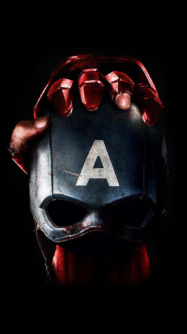 Dark Iron Man Holding Captain America Mask Background — 640x1138 wallpaper
