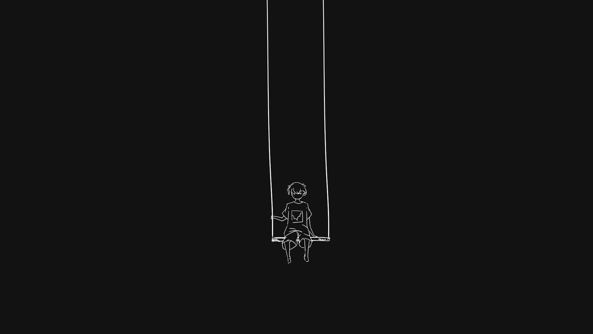 Dark Laptop Boy Riding A Swing — 1920x1080 wallpaper
