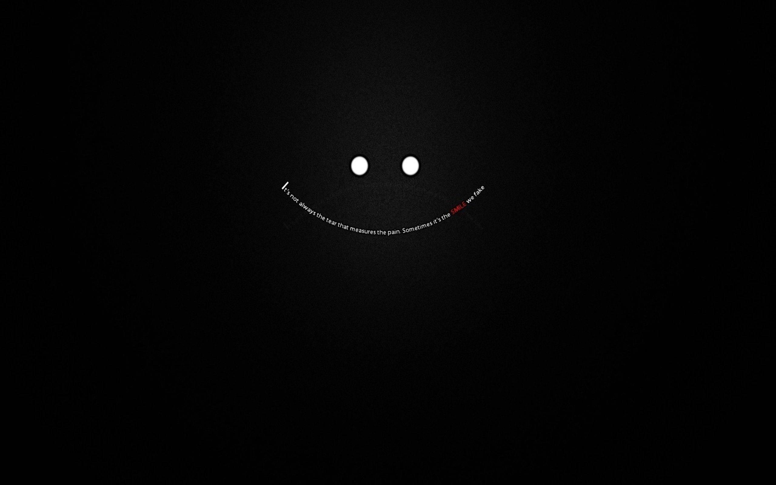 Dark Laptop Smiley With Quotes — 2560x1600 wallpaper