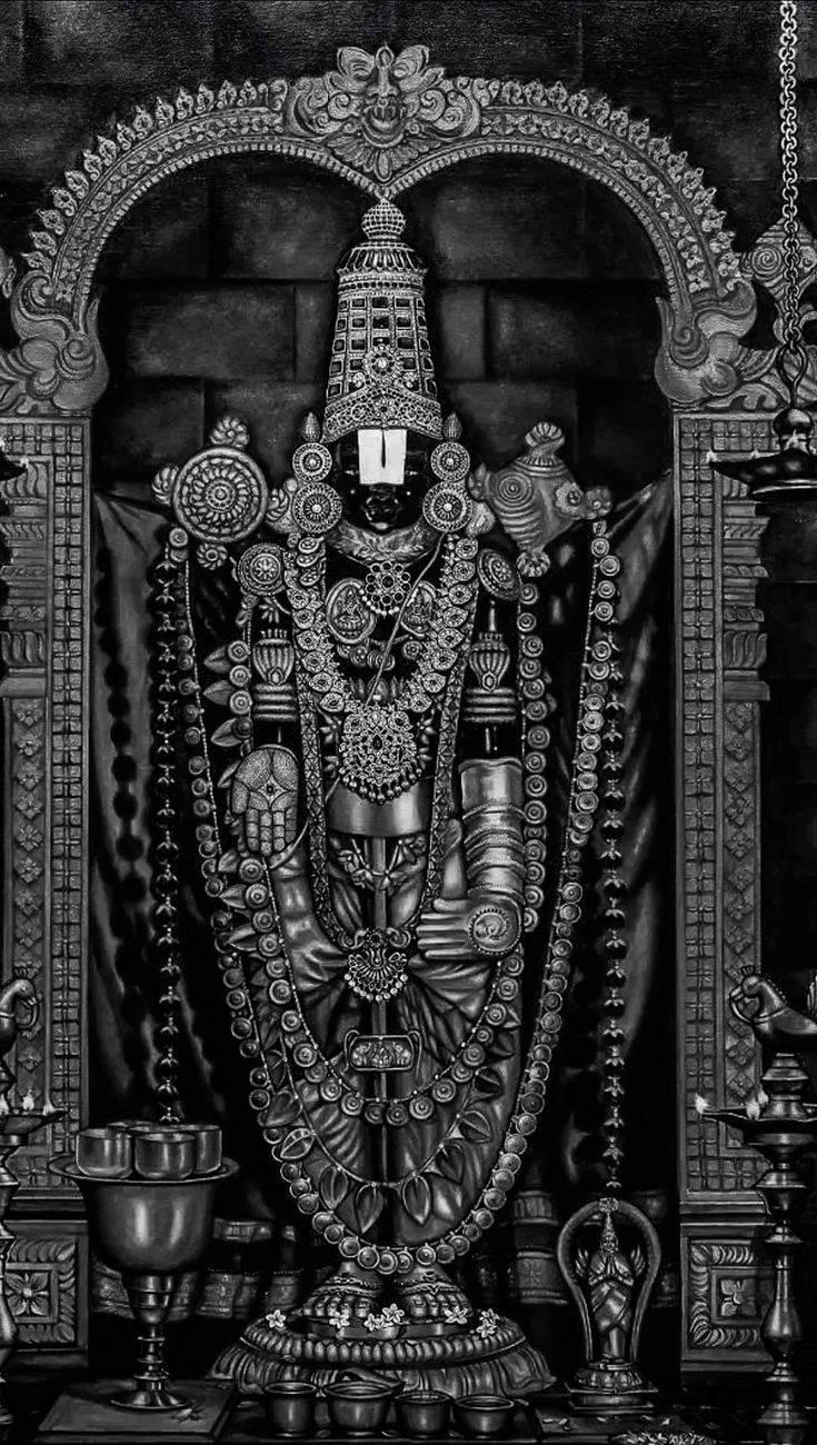 Dark Screen Lord Venkateswara 4K — 735x1300 wallpaper