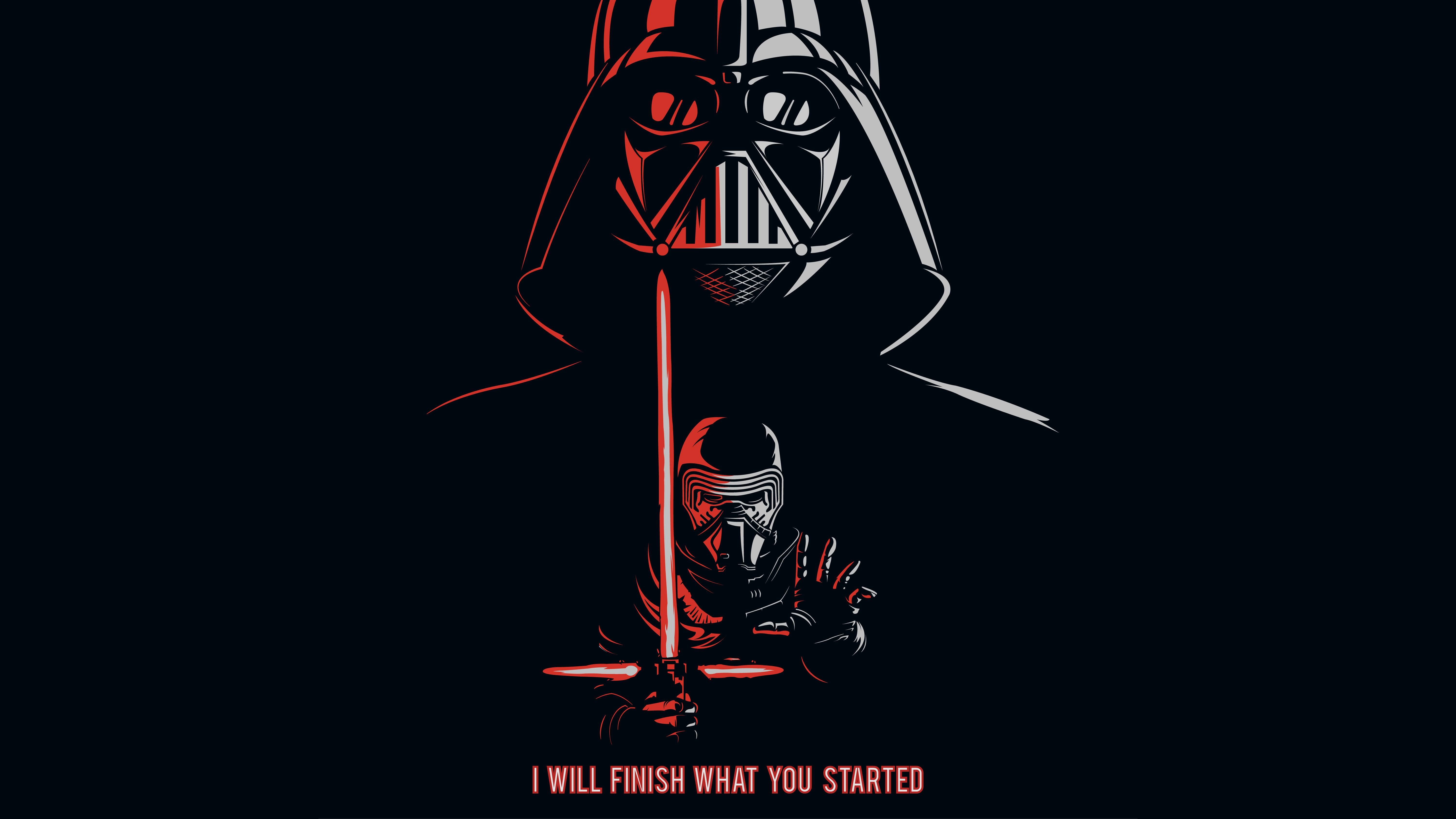Darth Vader and Kylo Ren in Epic Duel — 6002x3376 wallpaper
