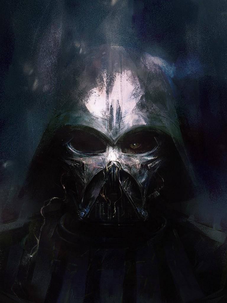 Darth Vader stares menacingly with intent eyes and a lightsaber — 768x1024 wallpaper