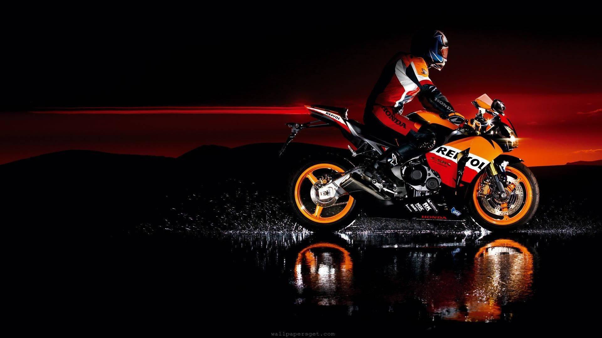 Dashing Orange Motorcycle — 1920x1080 wallpaper