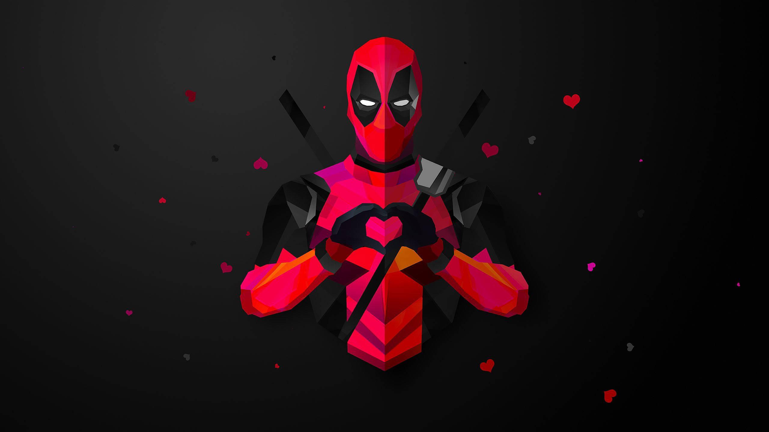 Deadpool With Heart Sign — 2560x1440 wallpaper