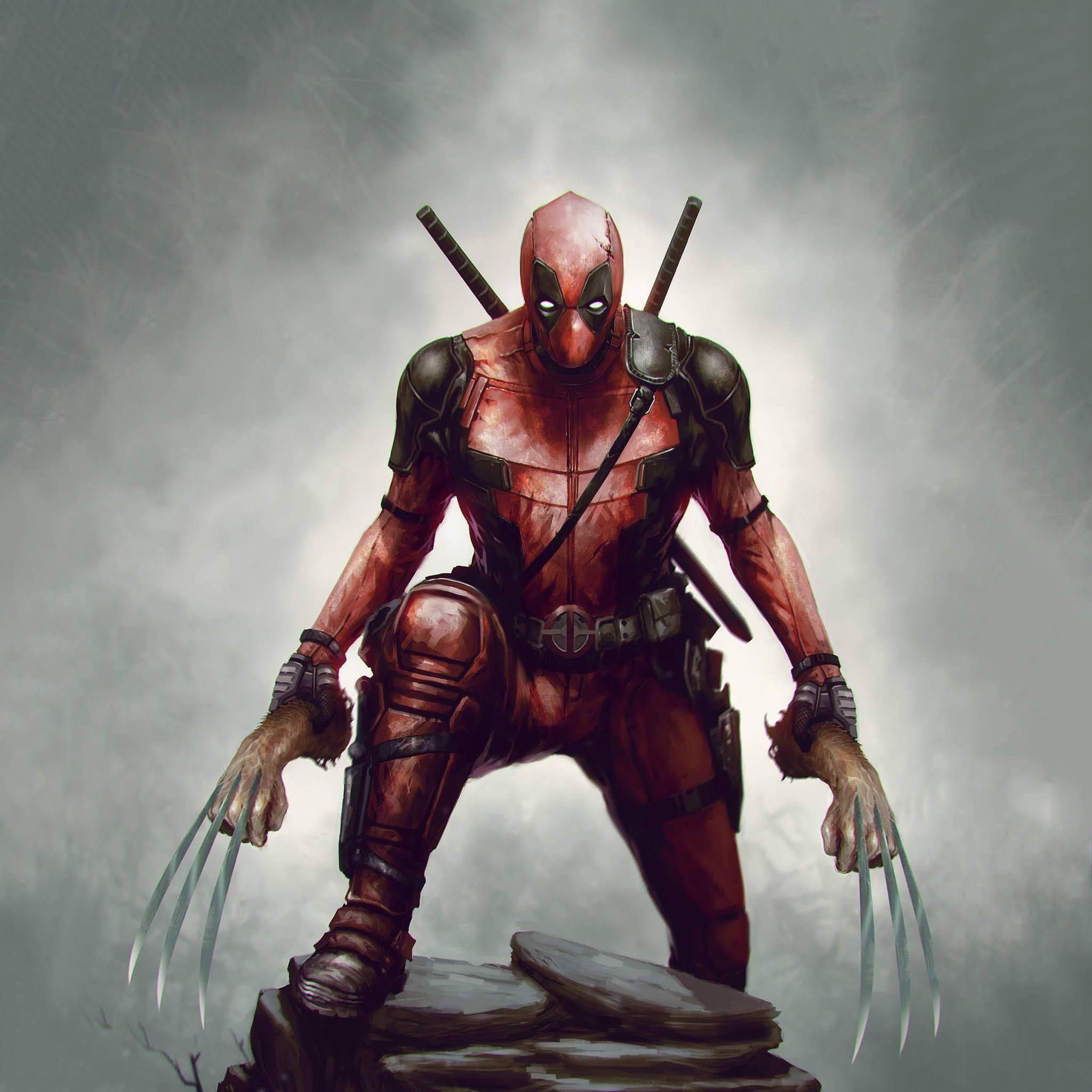Deadpool With Severed Hands Of Wolverine — 2048x2048 wallpaper