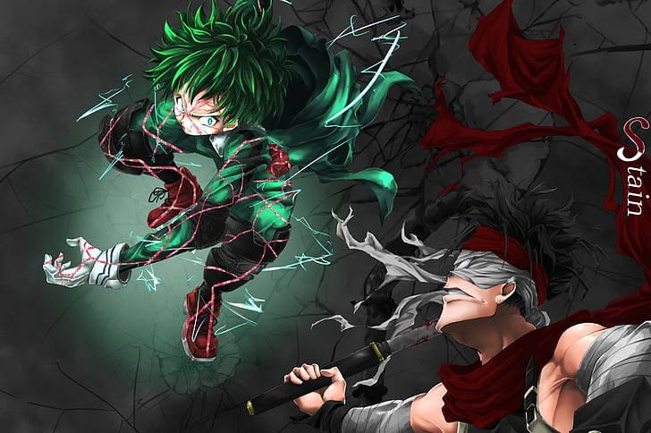 Deku flying off to tackle Stain in My Hero Academia — 728x484 wallpaper