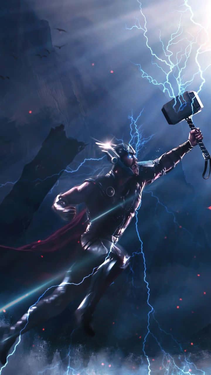 Description- Thor, the Asgardian God of Thunder, stands victorious with his hammer Mjolnir, ready to defend the world. — 720x1280 wallpaper