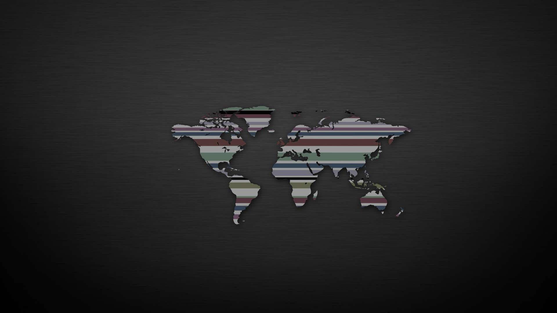 Detailed Minimalist World Map — 1920x1080 wallpaper