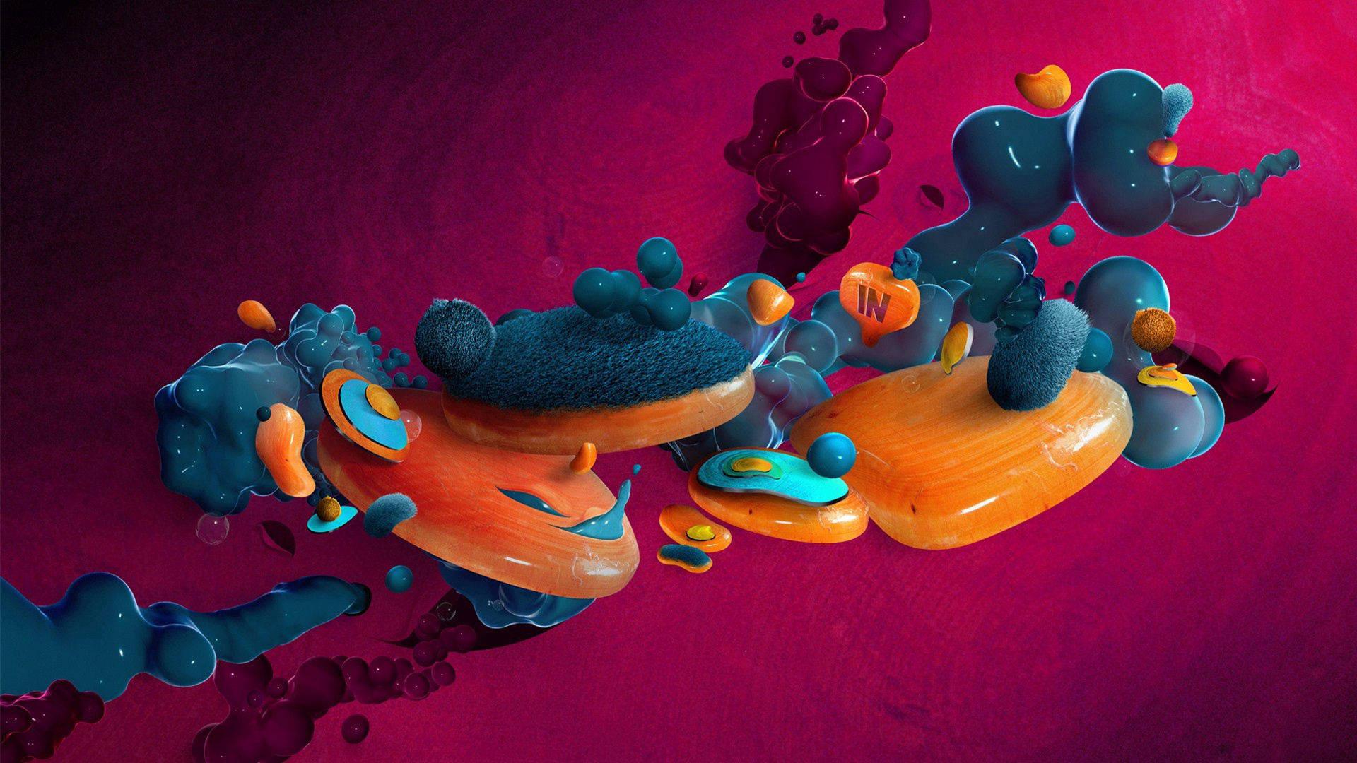 Digital Abstract Paint Blob Art — 1920x1080 wallpaper
