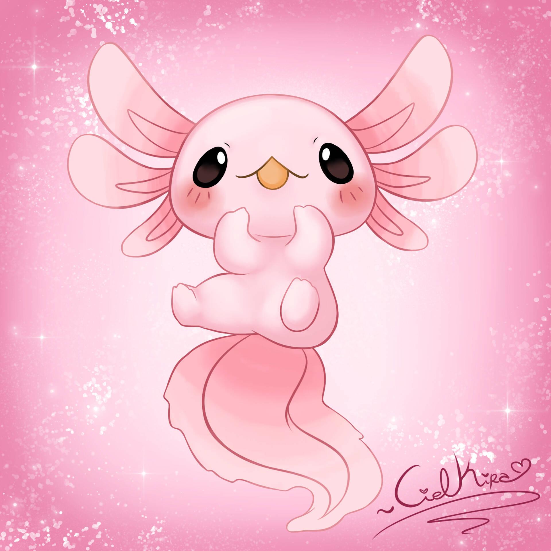 Digital Cartoon Axolotl In Pink — 1920x1920 wallpaper