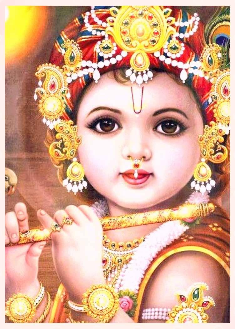 Divine Bal Krishna Adorned with Nose Ring and Camaradamari — 750x1050 wallpaper