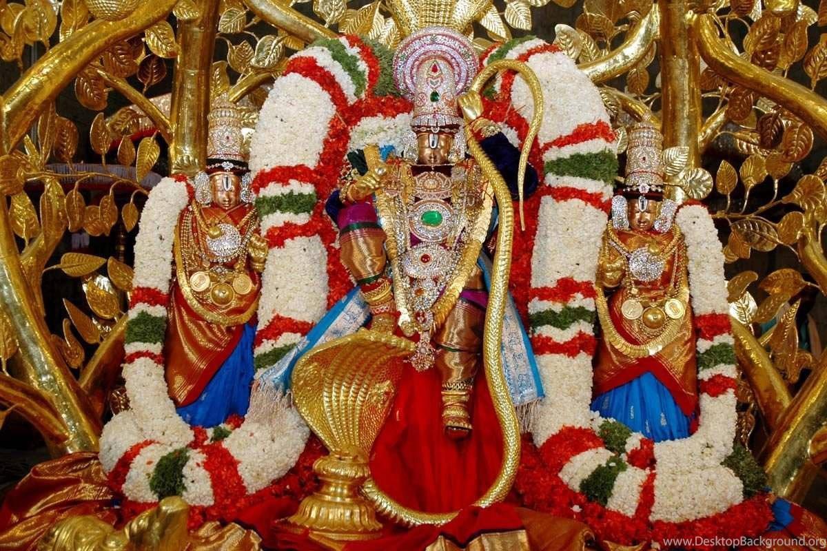 Divine Blessings - Emerald Glory Of Lord Venkateswara and His Consorts, 4K Image — 1200x800 wallpaper