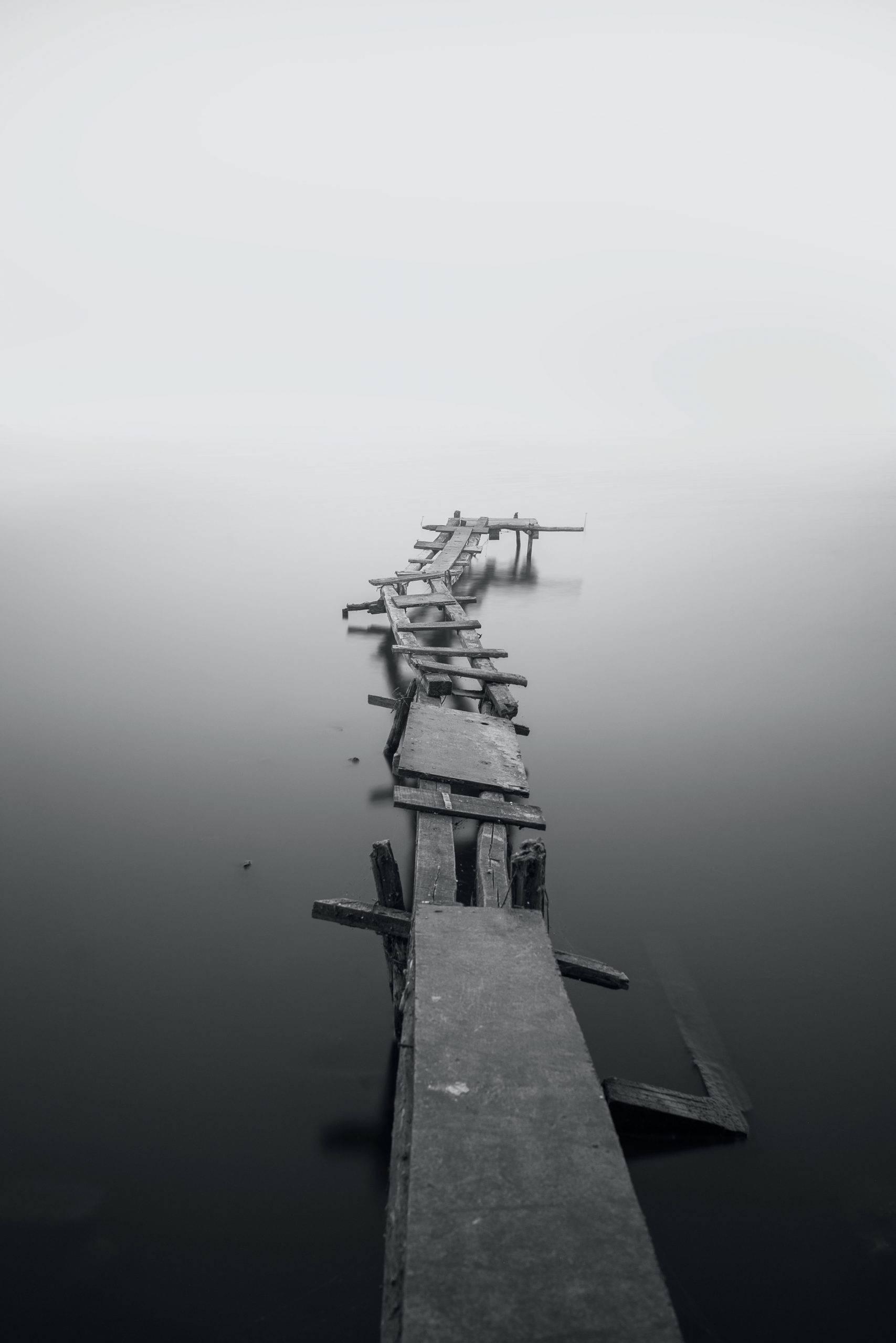 Dock Foggy Lake iPhone Dark — 1707x2560 wallpaper