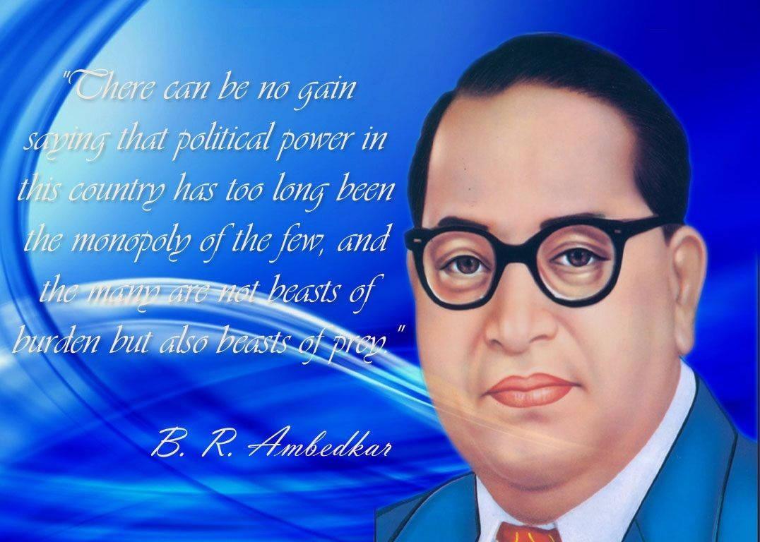 Dr Babasaheb Ambedkar Quote on Blue backdrop — 1076x768 wallpaper