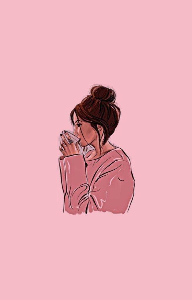 Drinking Coffee Girly iPhone — 655x1024 wallpaper