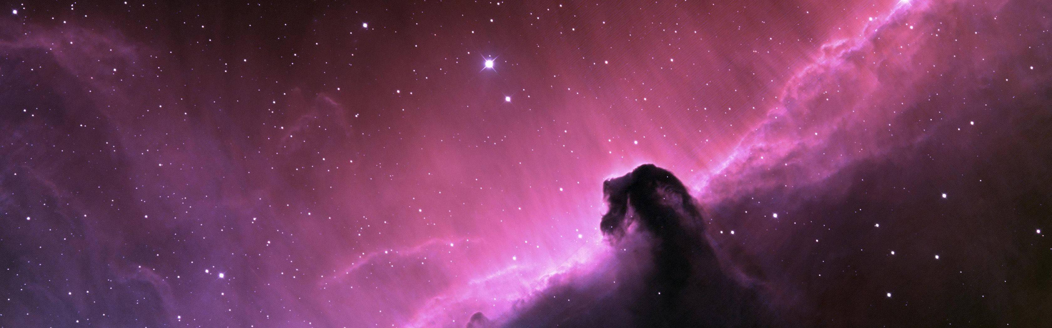 Dual Monitor Purple Galaxy — 3360x1050 wallpaper