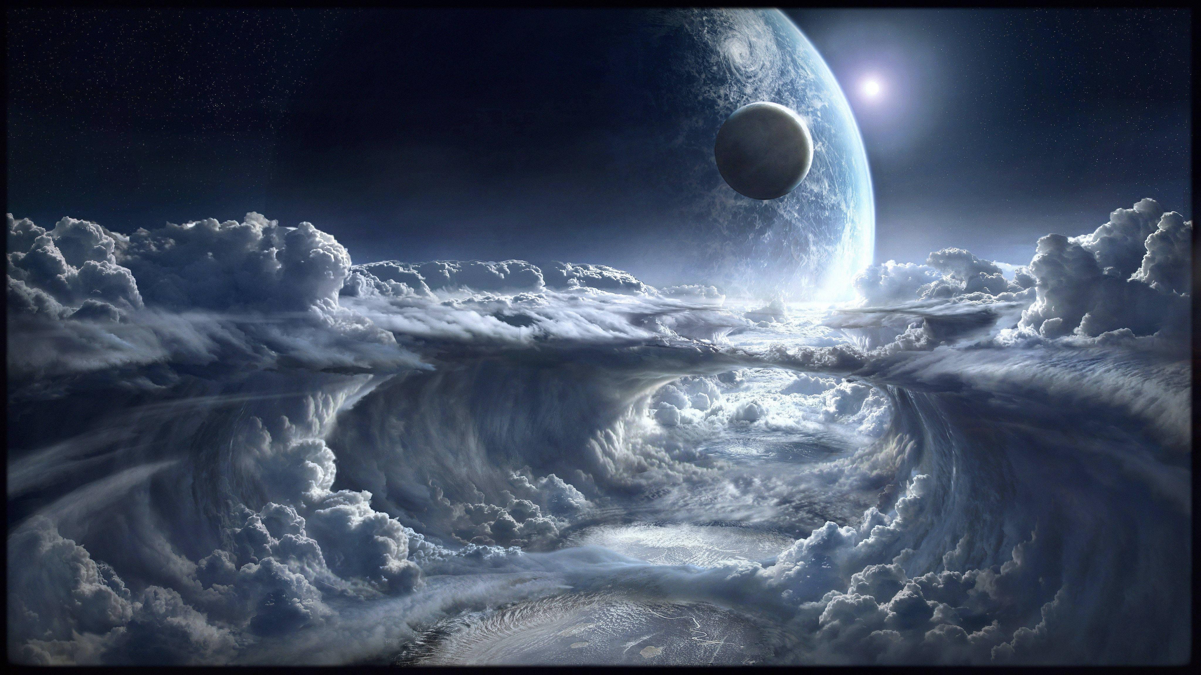 Earth Thick Clouds 4k Space — 4096x2304 wallpaper
