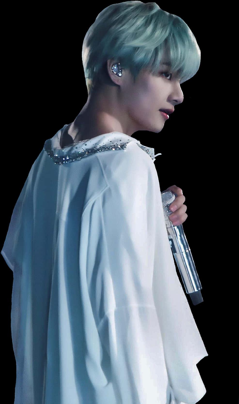 Elegant Performerin Blue Stage Outfit — 987x1670 wallpaper