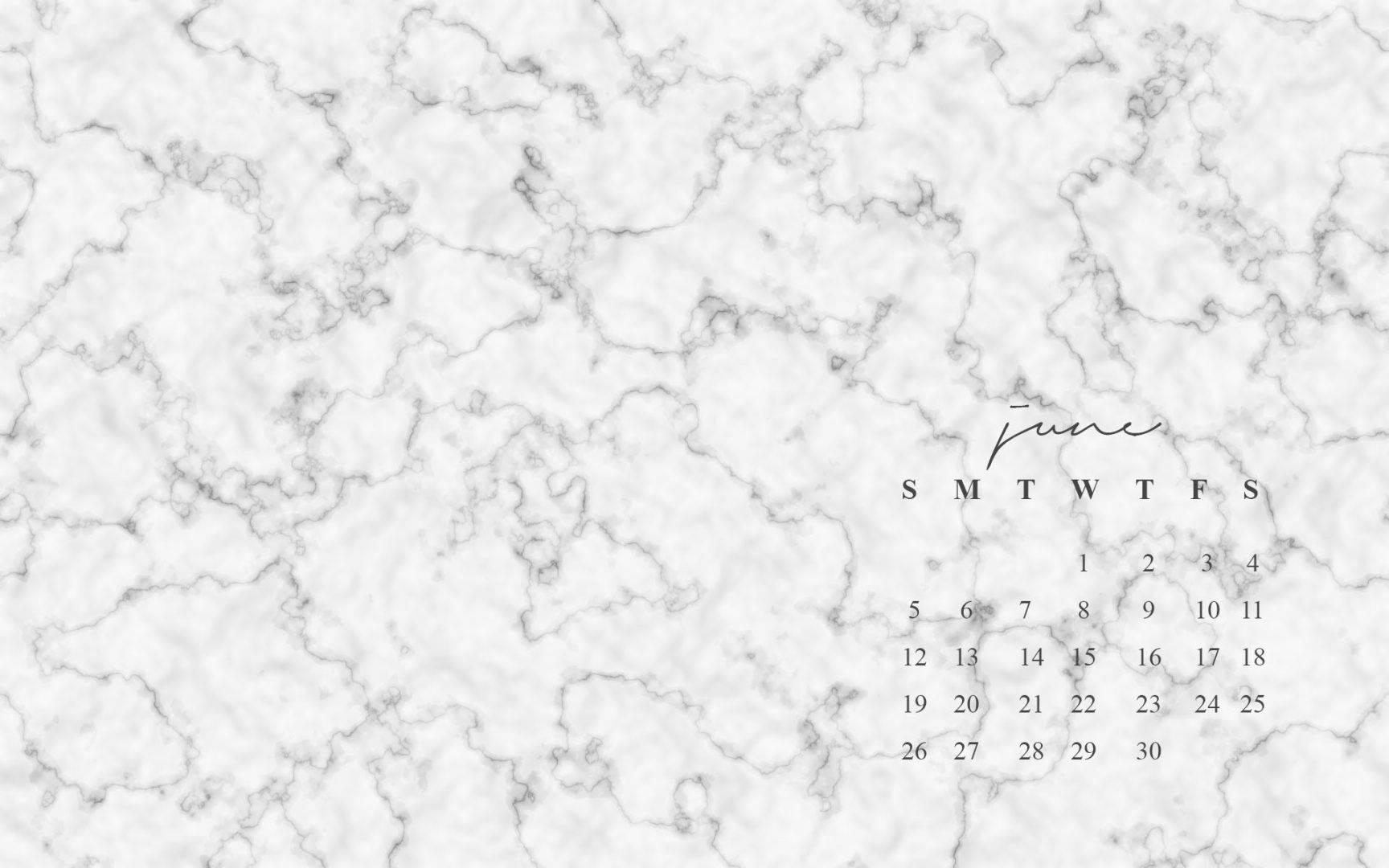Embrace the beauty of June with a white marble calendar. — 1728x1080 wallpaper
