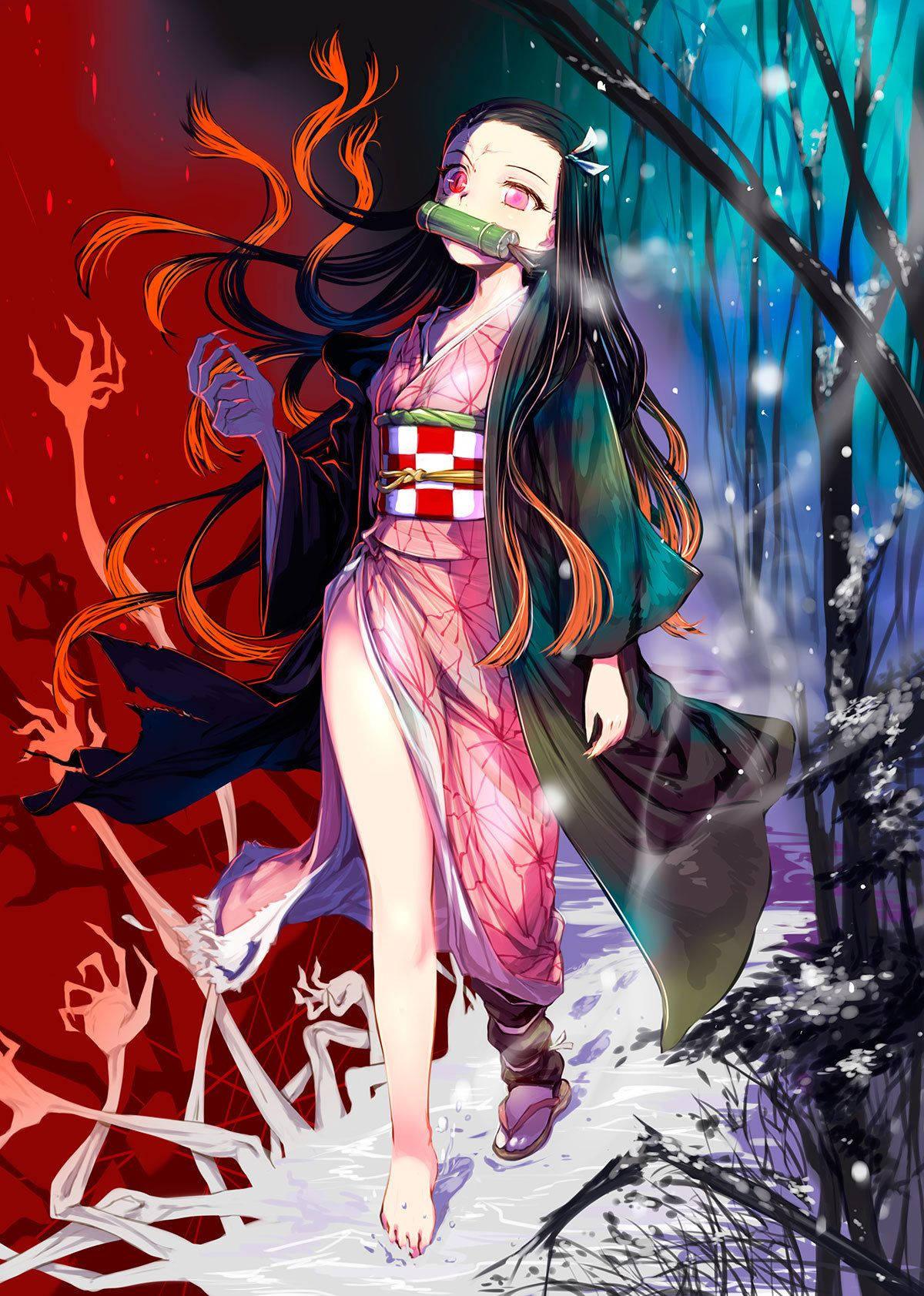 Embrace the duality of life with Nezuko Kamado — 1200x1683 wallpaper