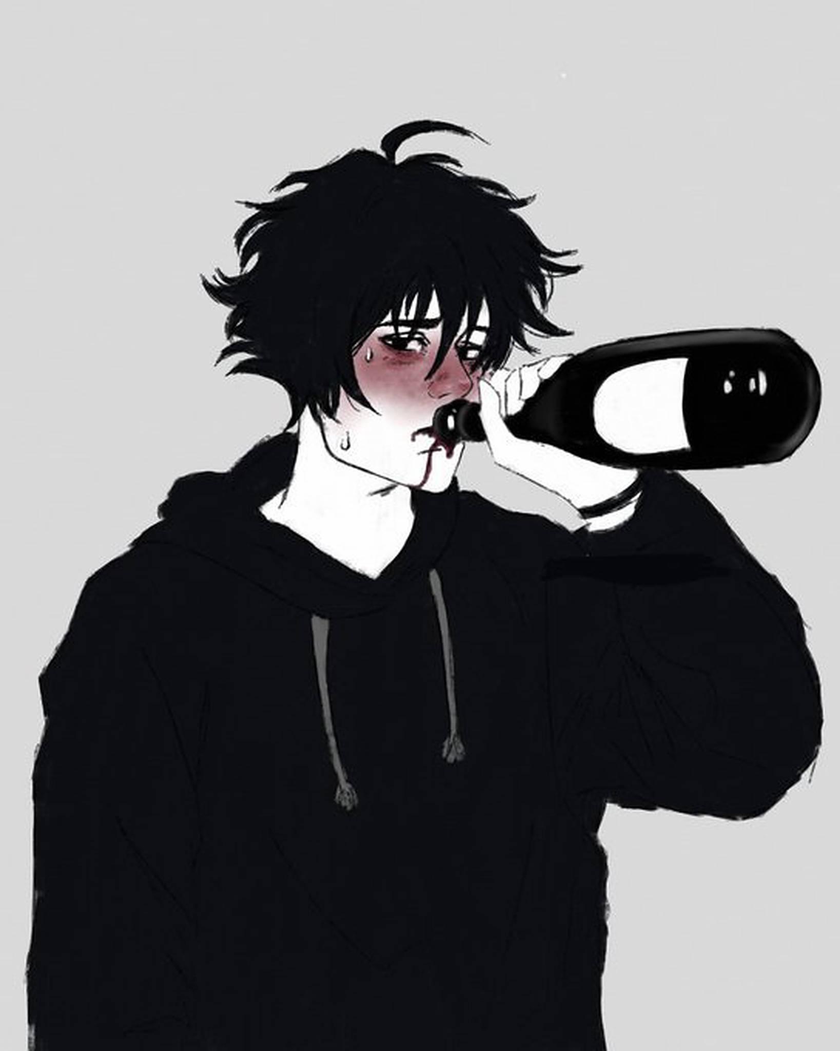 Emo Drinking Wine PFP — 1637x2047 wallpaper