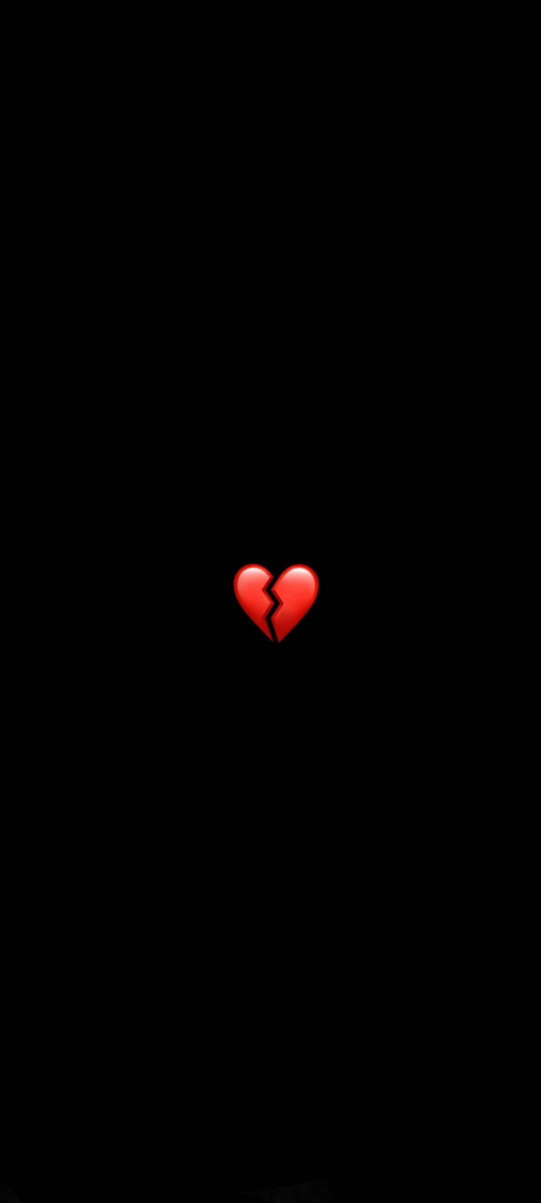Emoji Of A Broken Heart Black — 1080x2400 wallpaper