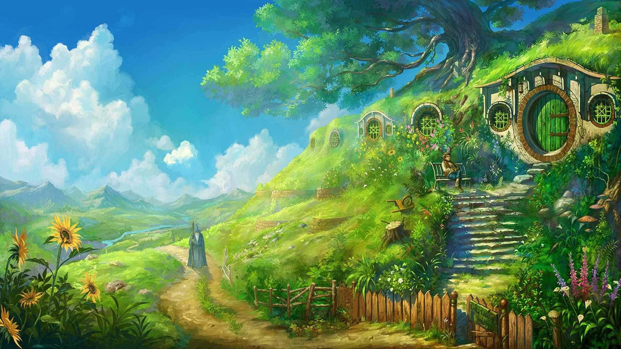 Enchanting Forest in Studio Ghibli Universe — 2048x1152 wallpaper