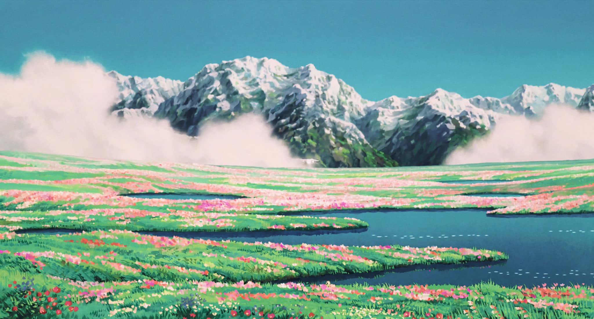 Enchanting Studio Ghibli Landscape — 2048x1100 wallpaper