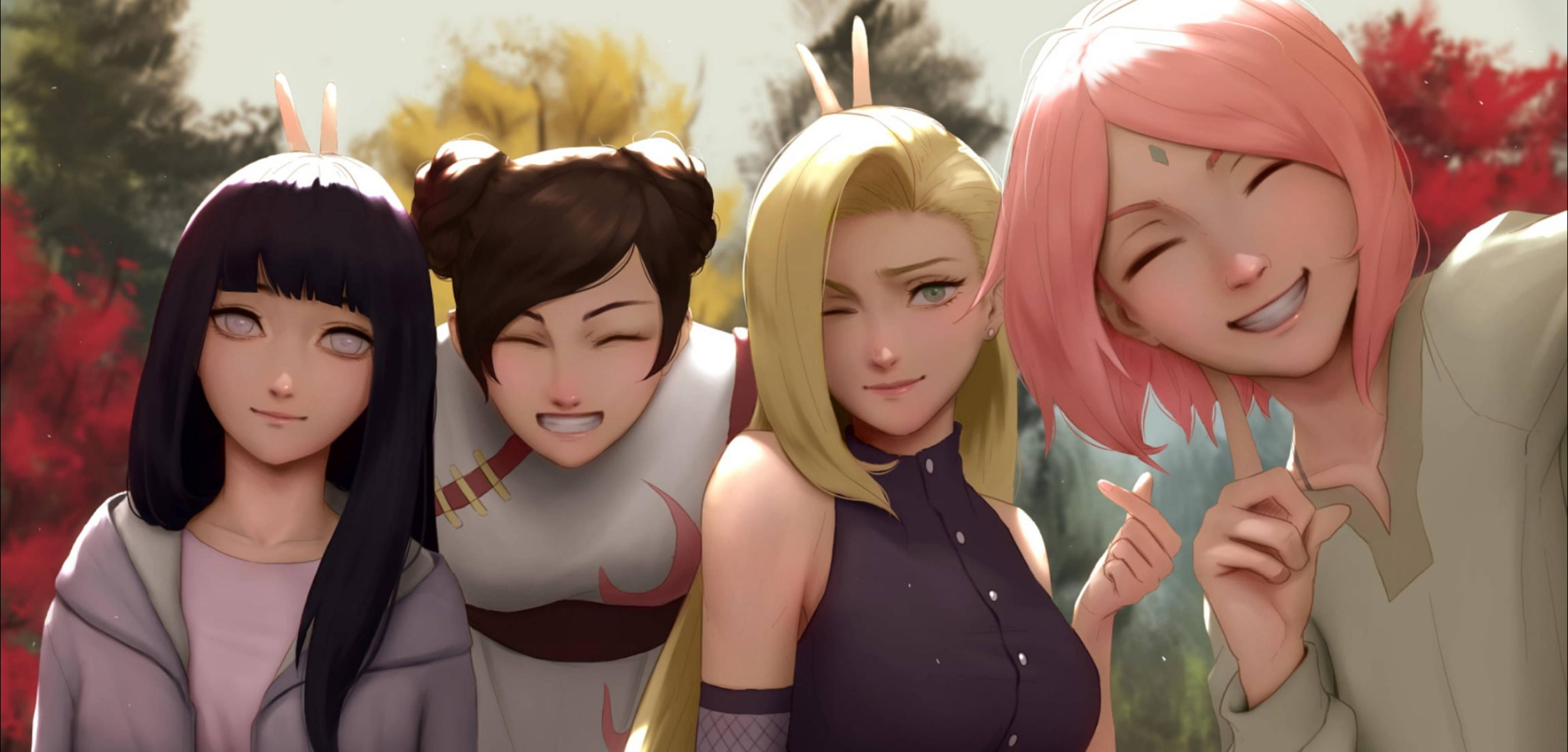 Engaging 4K Wallpaper Featuring Iconic Naruto Female Characters