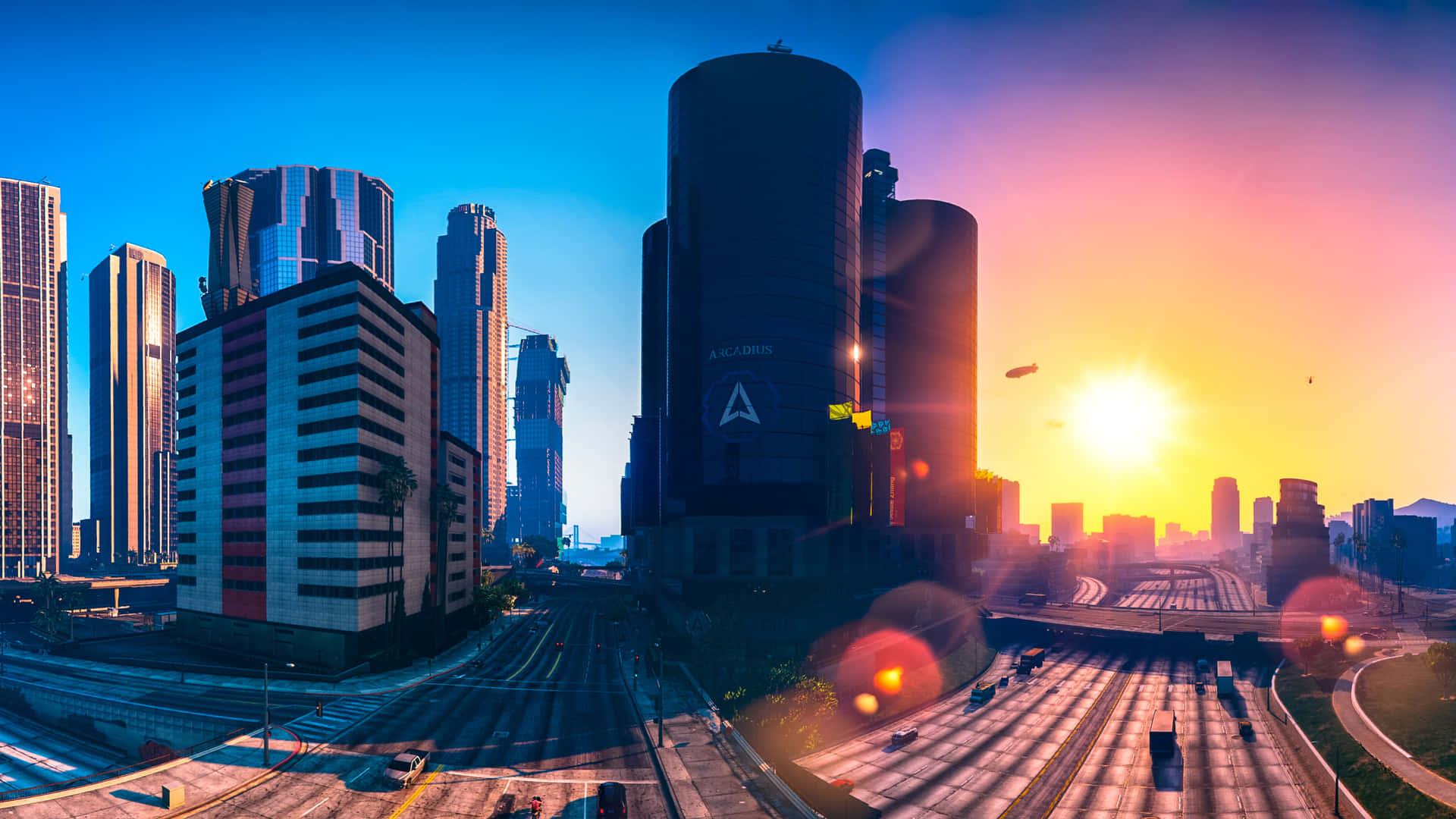 Enjoy a panoramic view of Los Santos in GTA 5 — 1920x1080 wallpaper