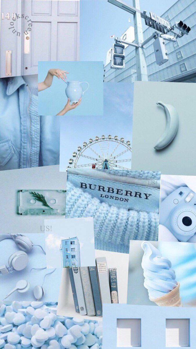 Enjoy the beauty of blue in this aesthetic collage. — 675x1200 wallpaper