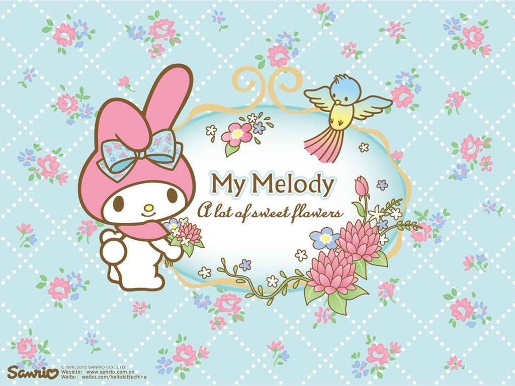 Enjoy the sweet scent of spring with My Melody and her floral friends! — 1024x768 wallpaper
