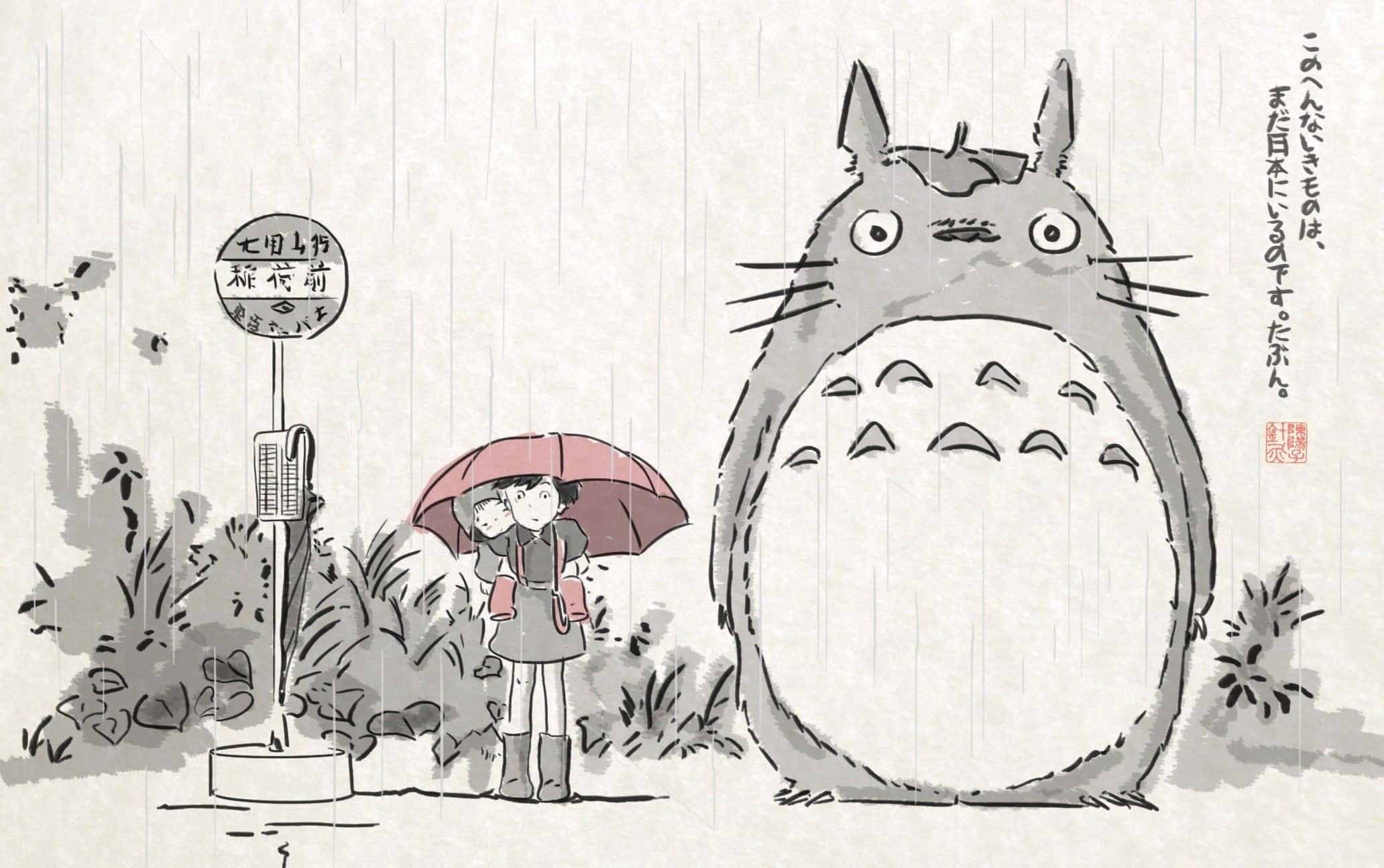 Enjoying the beauty of nature with Totoro — 2064x1296 wallpaper