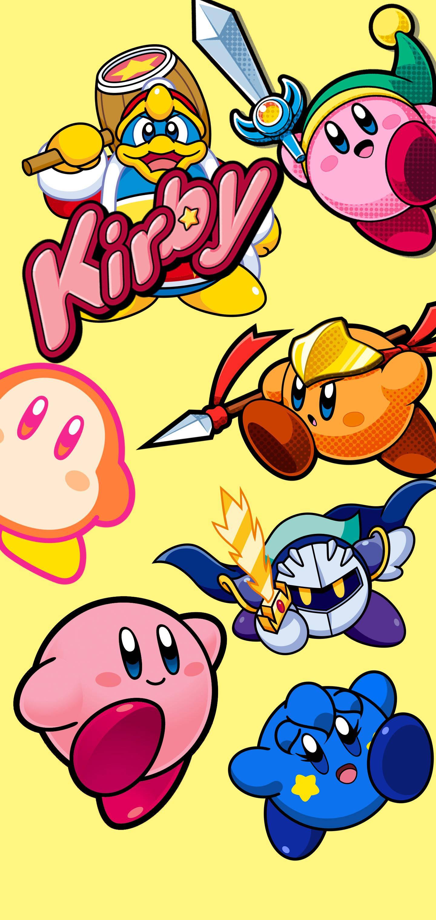 Enjoying the Fun Times: Kirby and His Friends — 1440x3040 wallpaper