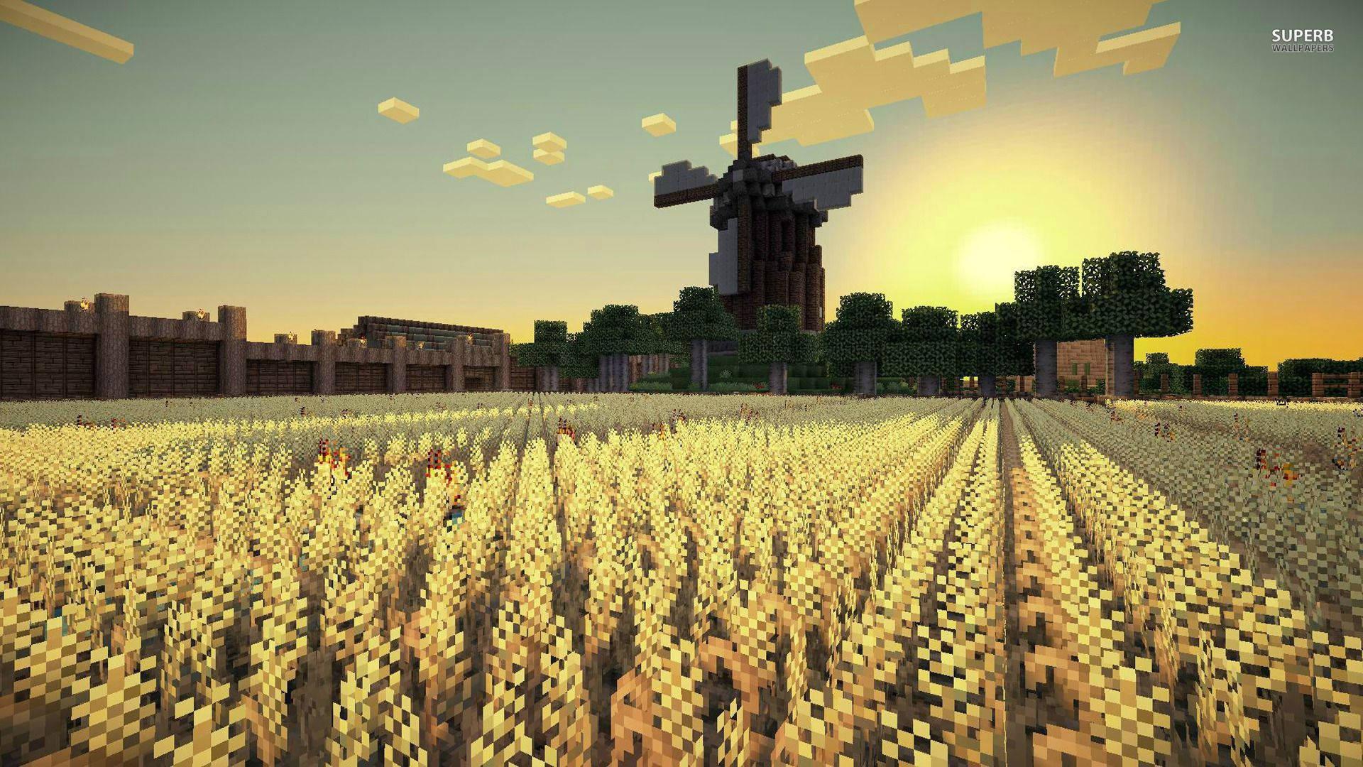 Enjoying the tranquil morning in a Minecraft rice field