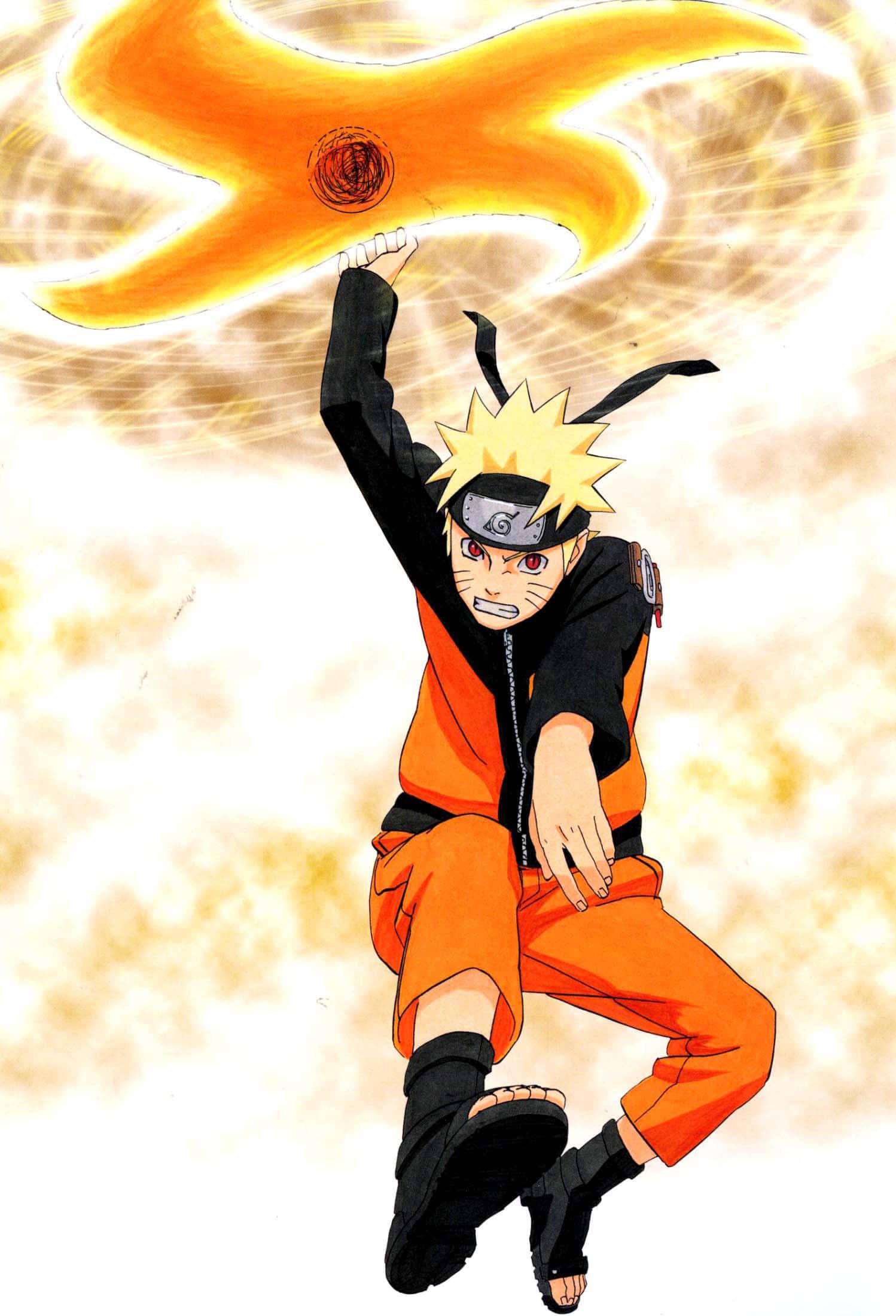 Epic Naruto Action Pose on a Mystical Background — 1498x2200 wallpaper
