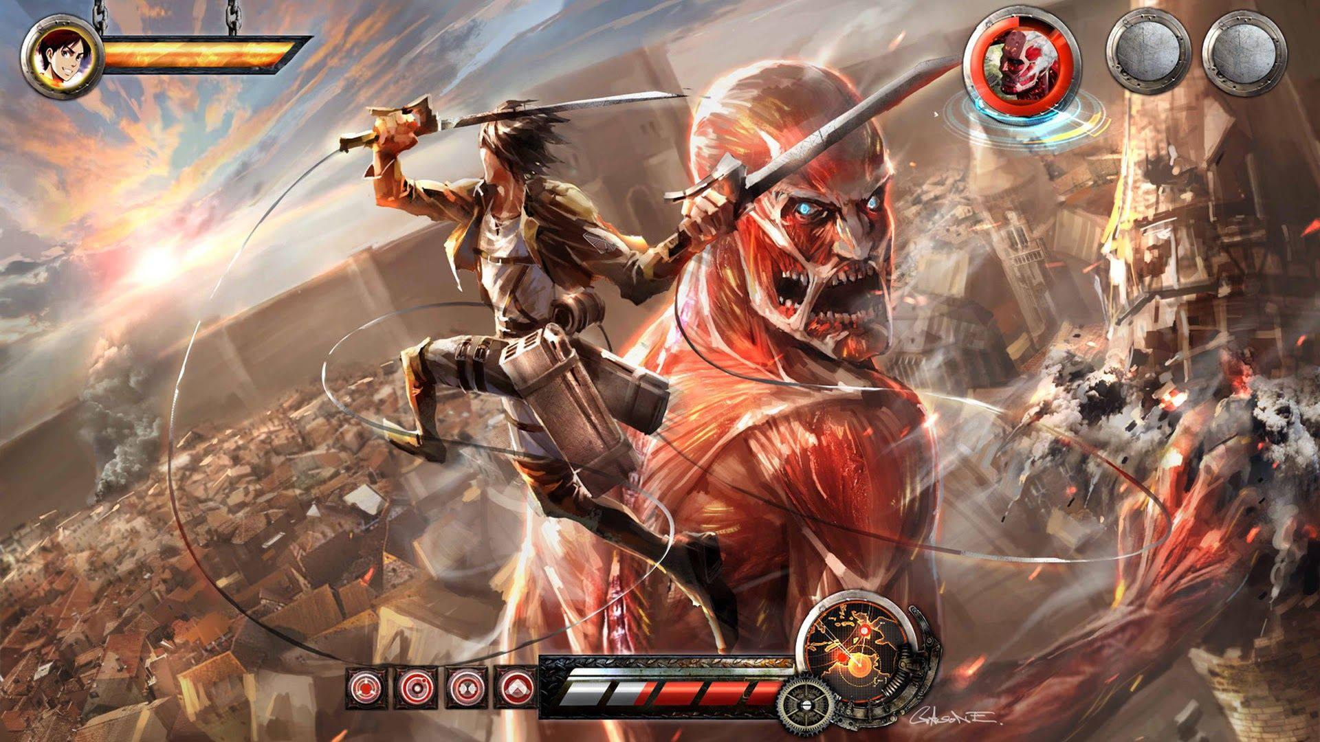Eren Jaeger stares in awe as the Colossal Titan looms. — 1920x1080 wallpaper