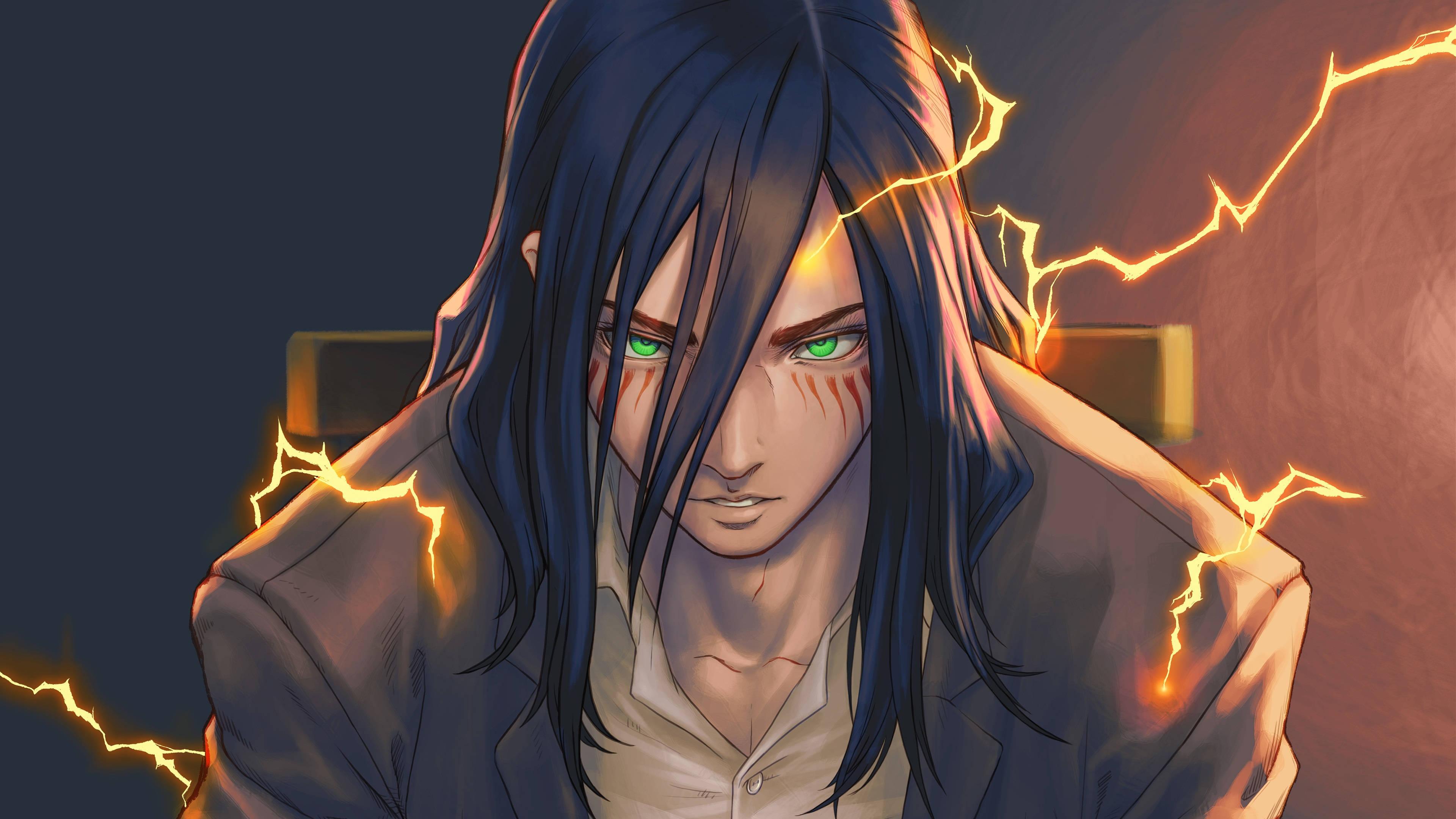 Eren Yeager Long Black Hair — 3840x2160 wallpaper