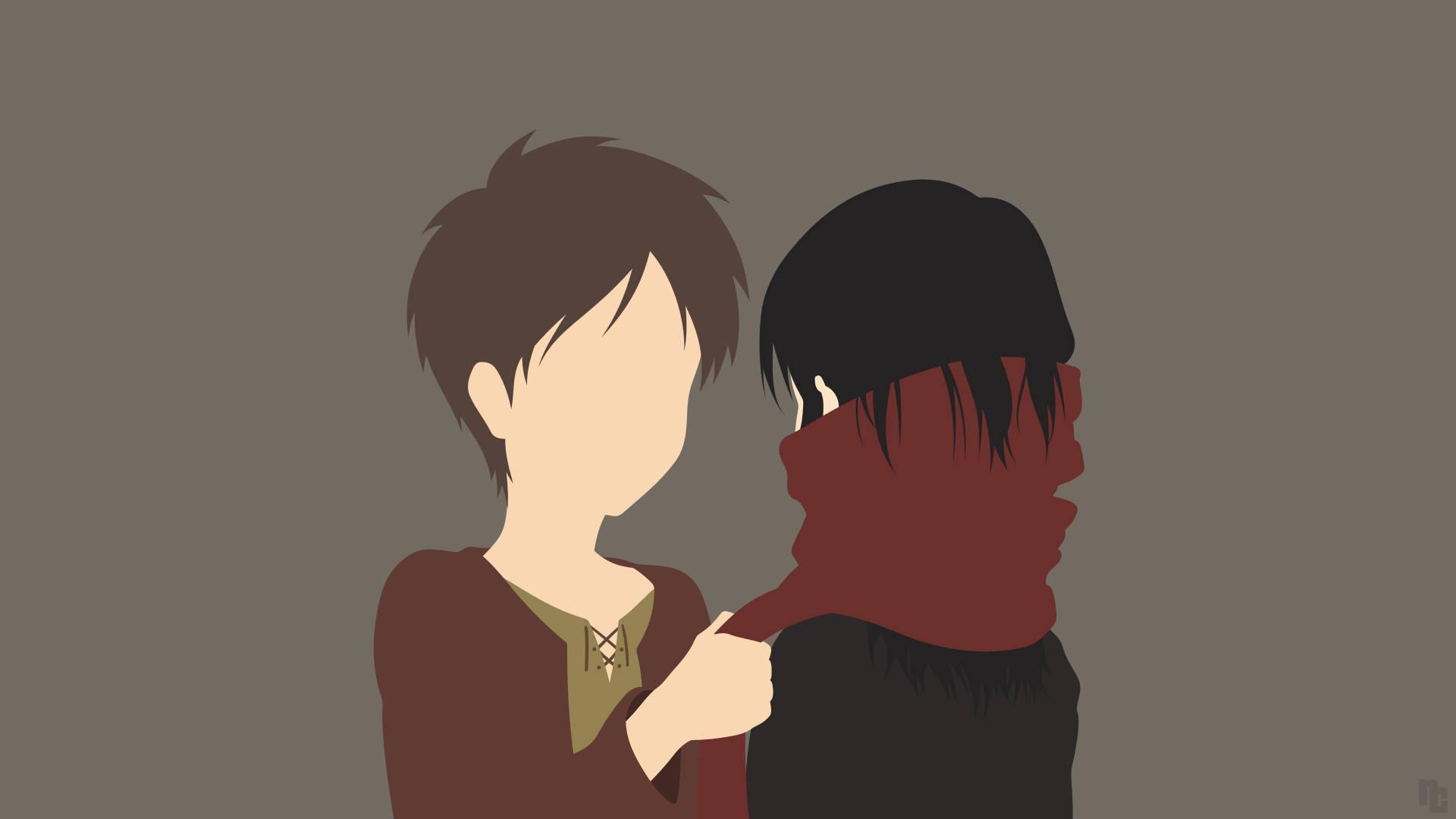 Eren Yeager Mikasa Minimalist Vector Art — 1920x1080 wallpaper