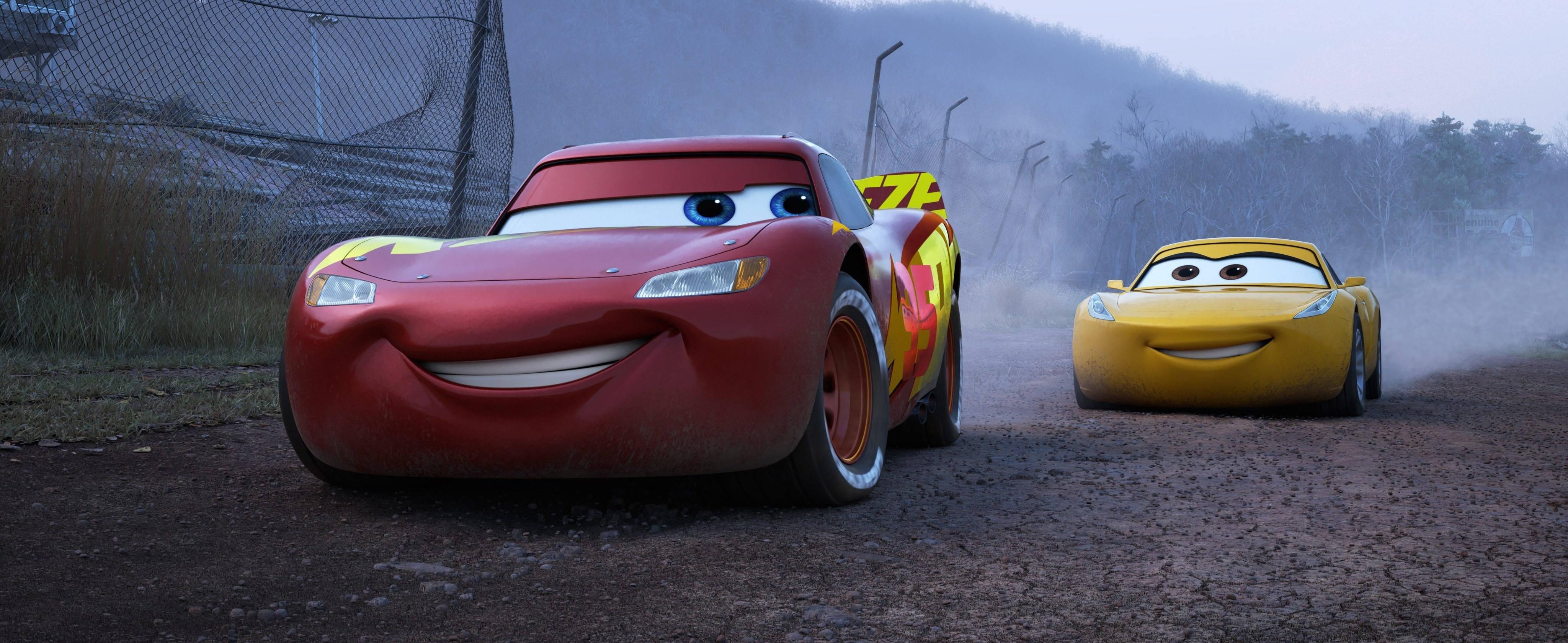 Exciting Race with Lightning McQueen and Cruz — 4096x1679 wallpaper