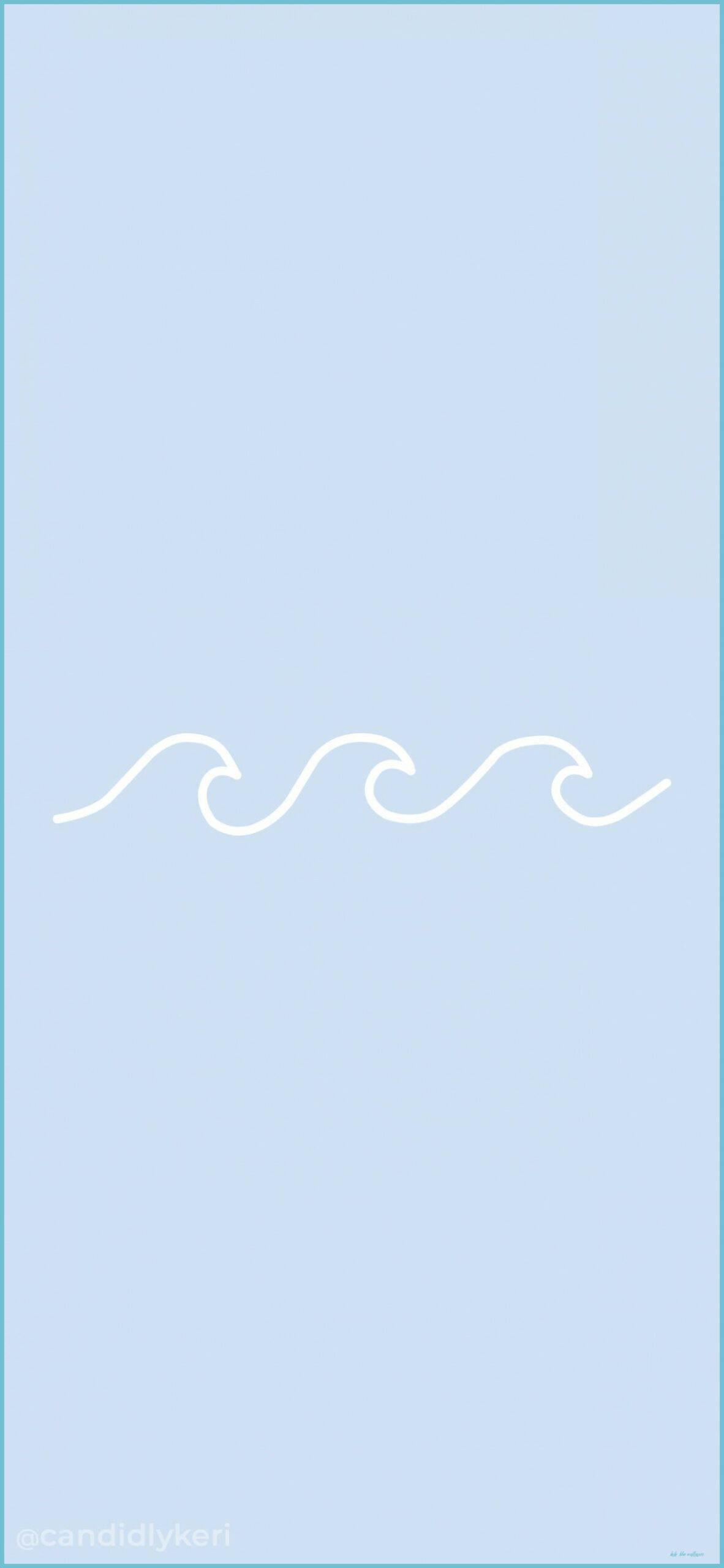 Experience Serenity with Dreamy Pastel Blue Aesthetic Line Art Waves — 1182x2560 wallpaper