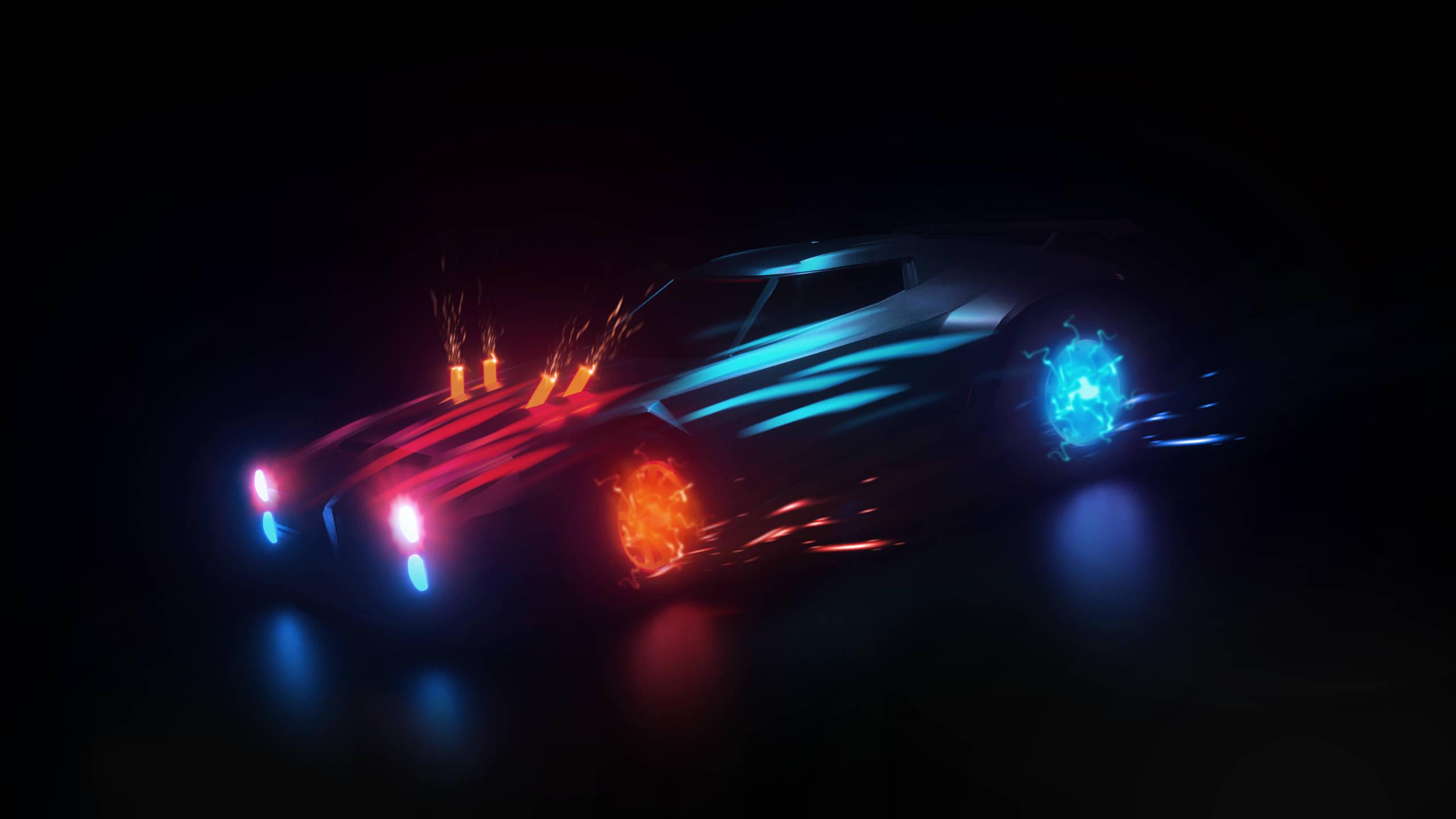 Experience the excitement of Rocket League with Neon Art Cars — 2560x1440 wallpaper