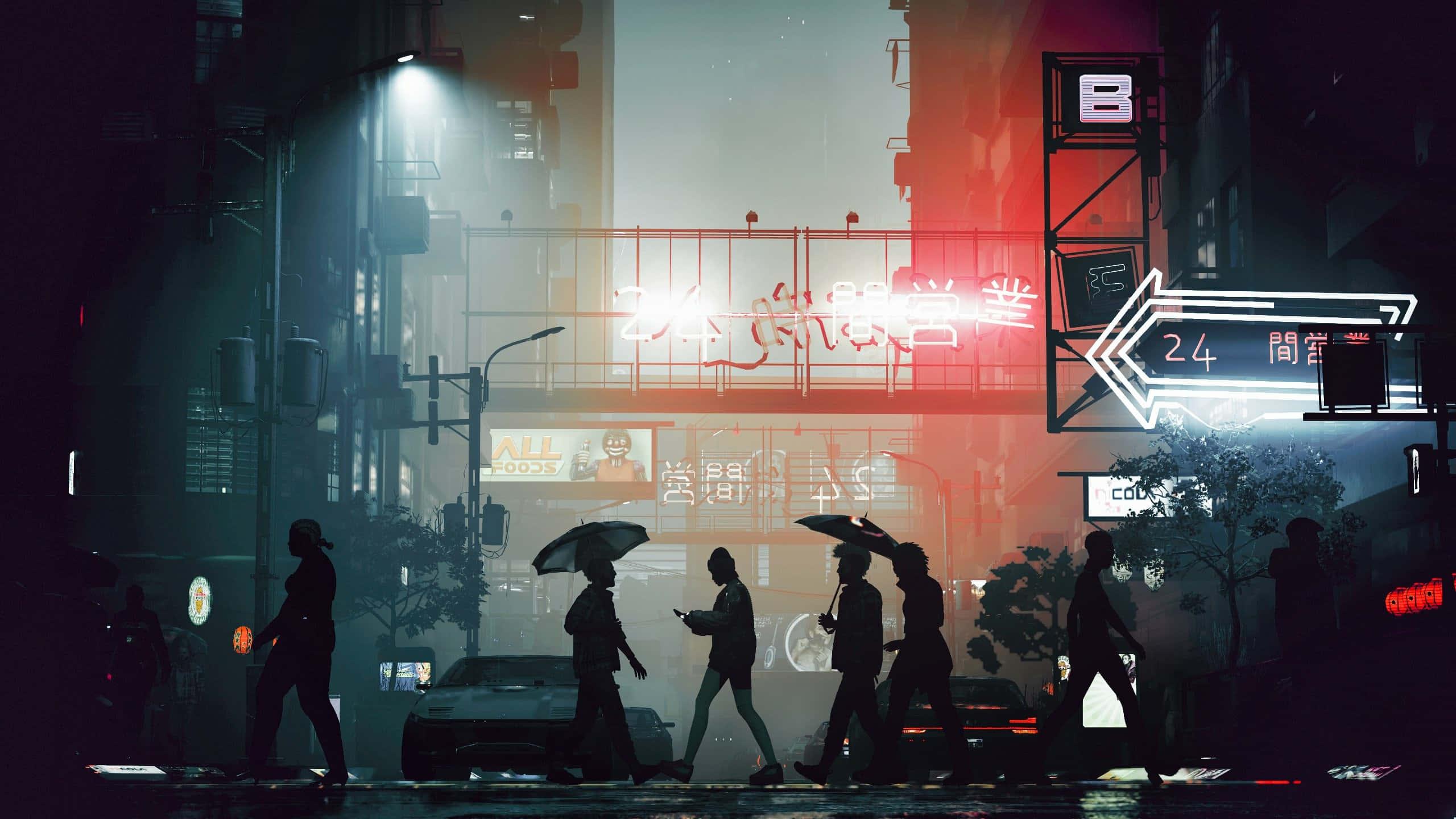 Explore the captivating and alluring cyberpunk-style future. — 2560x1440 wallpaper