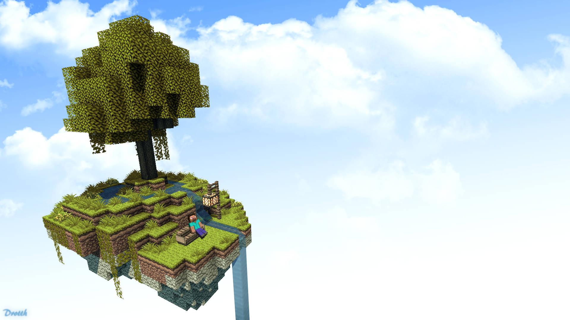 "Explore the Infinite Possibilities of Minecraft on this Unique Floating Island"