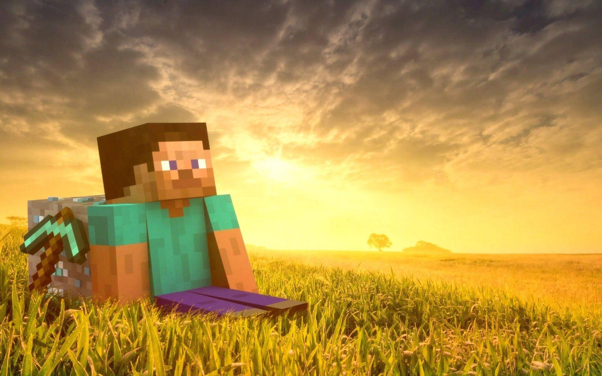 Explore the joys of a new world with Minecraft Steve