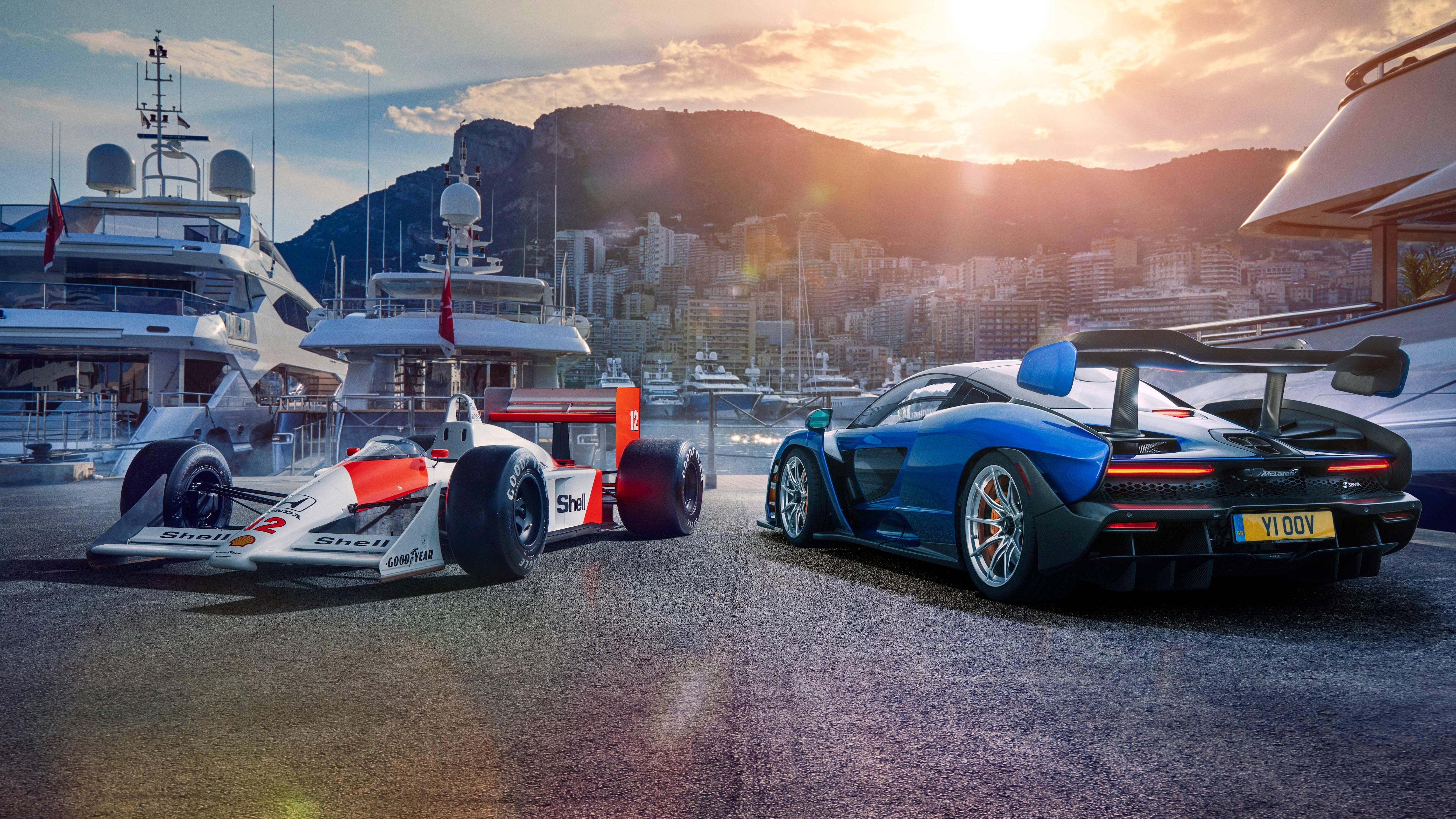 F1 Racing And Muscle Car — 5000x2812 wallpaper