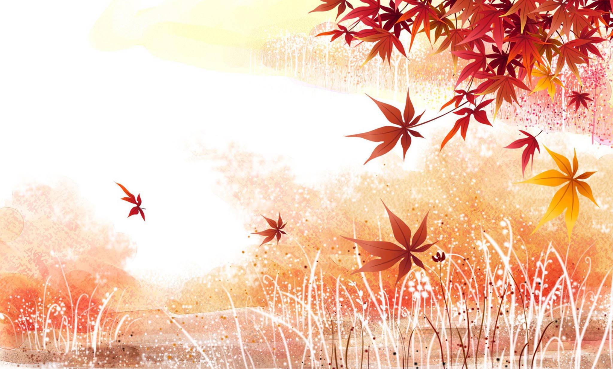 Fall Aesthetic Maple Artwork — 2048x1235 wallpaper